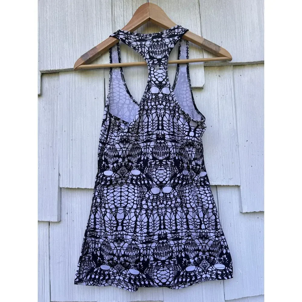 Lululemon Cool Racerback‎ White Black Glacier Lace S/M